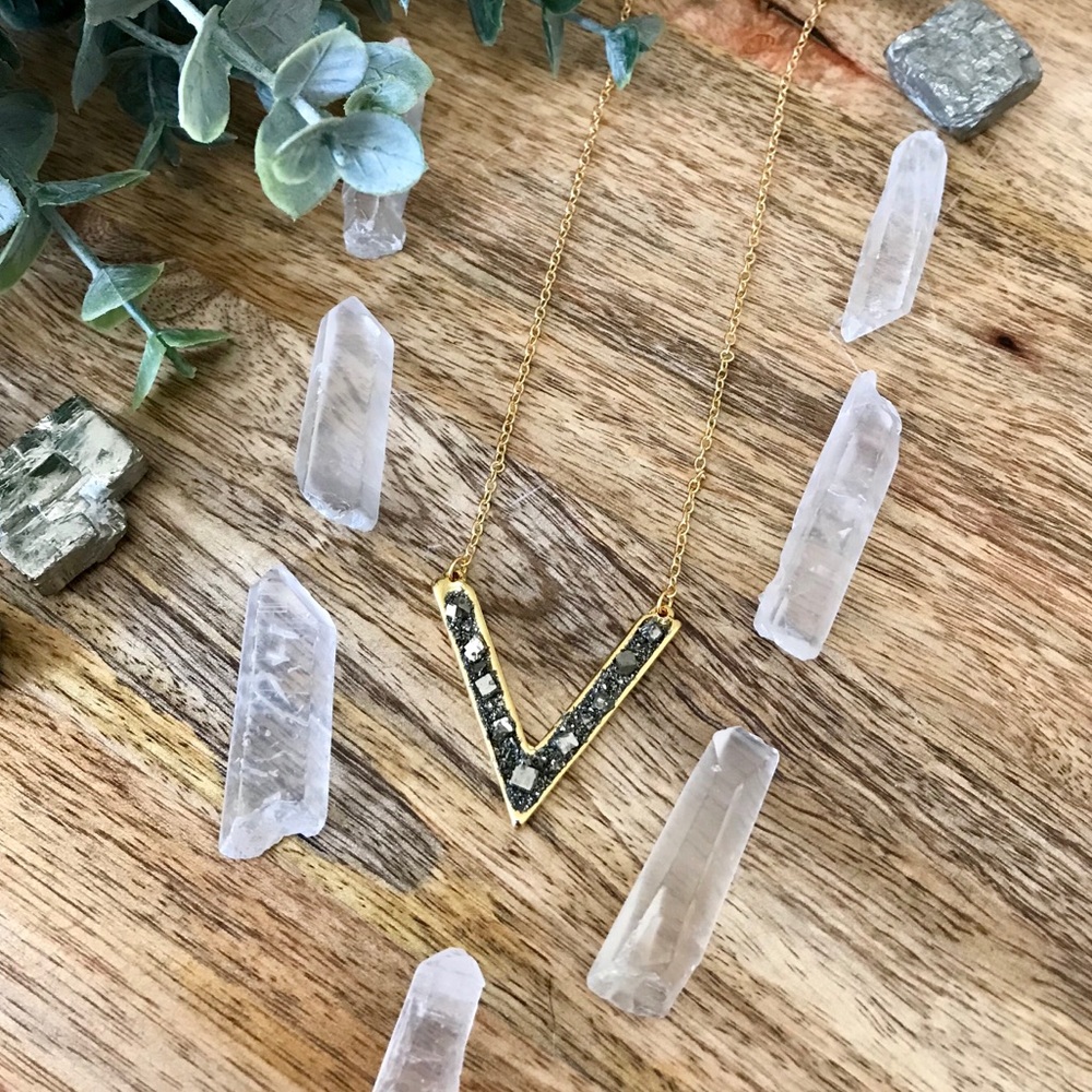 24K Gold Natural Pyrite Necklace